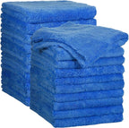 20 Pcs 16 x 16 Inch Edgeless Microfiber Plush Towels for Cars Detailing Drying Wash Polishing Absorbent Cleaning Cloths, 500 GSM (Dark Blue)