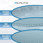 Steering Wheel Cover, Light Blue Patterned Leather Patchwork Design, Universal Fit 14.5"–15.5", Anti-Slip, Odor-Free, Soft PU Grain Leather, Durable Grip Car Accessory for Girls & Women