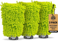 Chenille Premium Scratch-Free Microfiber Wash Mitt, Lime Green, 9.6" x 2.3" x 7" (3 Pack) - MIC49303