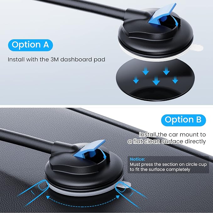Cell Phone Holder Long Arm Dashboard Windshield Car Phone Holder Anti-Shake Stabilizer Phone Car Holder Compatible with Phone Smartphone Grey