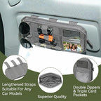 molle Tactical Sun Visor Organizer car Zipper Storage Pouch & Glasses Clip | Police Tactical Visor Molle Panel Interior Vehicle pocket Accessories for Truck Suv Police Car Gear Supplies(Gey)