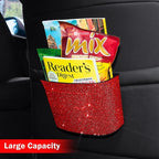 Car Trash Can, Hanging Trash Bin, Leakproof Garbage Organizer, Bling Vehicle Waste Basket, Mini Dustbin Container with Clip for Car, Office, Kitchen, Bedroom, Home and More, Red, Small