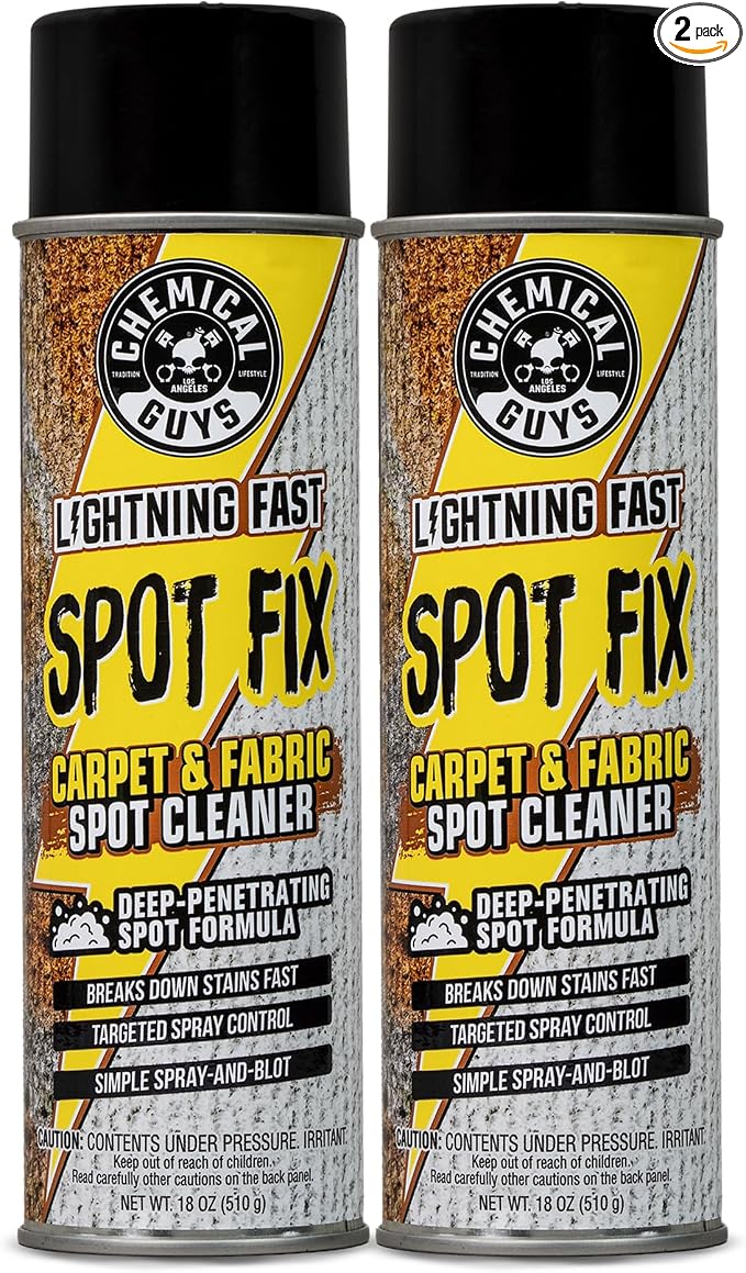 Lightning Fast Carpet Spot Cleaner 18 oz Aerosol, Fabric Stain Extractor For Car Carpets, Seats, Floor Mats And Upholstery With Precision Spray Application (2 Pack)