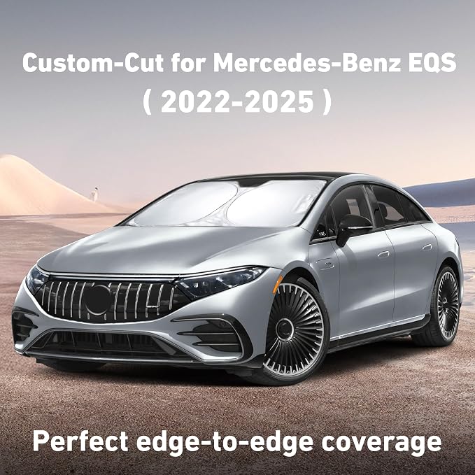 Windshield Sunshade Compatible for Mercedes Benz EQS 2022-2023 2024 2025, Sun Visor for Front Windshield & Window Sun Shade Cover, UV Heat Blocker & Protector, Car Accessories