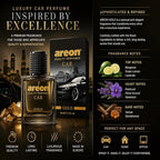 Car Perfume Gold - Air Freshener in Glass Bottle - Luxury Odor Eliminator Spray with Absorber Hanging Pad - Unique Fragrance & Long-Lasting Aroma for Vehicle, Office, Home - Made in Europe, 50ml