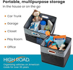 CargoCube Car Storage Bin - Leakproof Car Trunk Storage Organizer with Metal Handles and Front Mesh Pocket (Square)