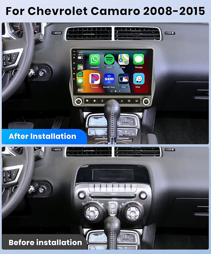 8Core 6+128G Car Stereo for Chevrolet Chevy Camaro 2008-2015 Wireless Carplay Android Auto,9“ IPS Touchscreen Android Car Radio,GPS,5GWiFi,32EQ DSP,Bluetooth5.0,SWC,Backup Camera