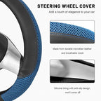 Sun Walker Steering Wheel Cover, 15 inch Breathable Steering Wheel Protector with Anti-Slip Lining, Comfortable Wheel Wrap Cover for Most Vehicles, Universal Car Accessories (Blue)