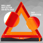 12PK DOT Approved Foldable Road Safety Warning Triangles | Heavy weighted anti-tip base, high visibility reflect panels, fully compliant with US FMVSS 571.125 roadside safety rules