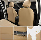 Cow Print Faux Leather Car Seat Covers & Cow Car Mats & Cow Steering Wheel Cover Seat Belt Pads Universal fit for SUV,Van,Saden,Truck Cute Car Accessories Automobile Interior Sets All Beige