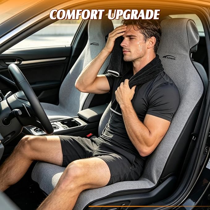 2 Pack Towel Car Seat Covers, Waterproof Washable Front Seat Protectors with Soft Terry Cloth, Non-Slip Backing, Universal Fit for Cars SUVs Trucks,Gym,Beach,Pets, Kids,Road Trips (Gray)