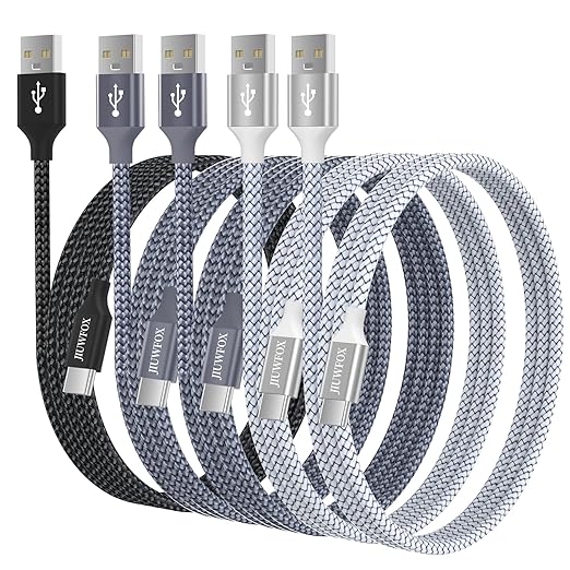 USB to USB C Cable (6ft, 5Pack) for iPhone 17/17 Pro/17 Pro Max/16 Pro/16 Pro Max Fast Charging, USB C Charger Cord for Galaxy S25 S24, Pixel 10 9 and More