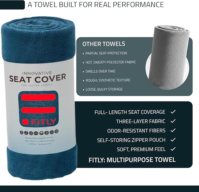 3-in-1 Multipurpose Towel - Bath Towels and Waterproof Car Seat Protector, Absorbent Gym Towel Cover After Workout for Yoga, Swimming, Camping, Beach - Microfiber Cover & Car Accessories - Red