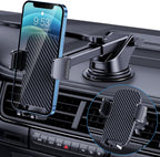 Car Phone Holder [Military-Grade Suction] Phone Stand for Car [Super Stable] Automobile Car Mount for iPhone Universal Accessories Air Vent Dashboard Windshield Mount Fit Vehicle Accessories