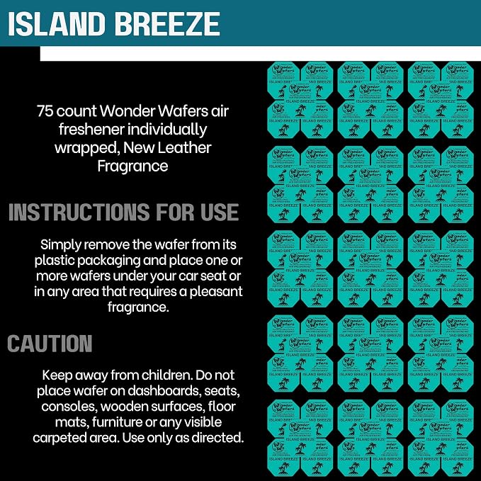 Wonder Wafers 75 Count Air Fresheners Individually Wrapped, Island Breeze Fragrance