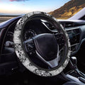 Steering Wheel Protection for Automotive Steering Wheel Covers | Skull Floral Grey, 14-15 In, Sweat Absorption Comfort Grip for Driver Women Men