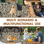 Backseat Cover for Dogs, Waterproof and Non-Slip Pet Bench Seat Covers, Car Seat Protector for Back Seat, Universal Size Rear Car Seat Cover Fits Cars, Trucks and SUVs, L-Leopard&Black