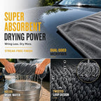 Car Drying Towel, Extra Large 48 x 24 Inch, 1400 GSM, Dual-Grey | Twisted Loop Microfiber Towel for Cars - Absorbent Car Dry Towel and Car Wash Towel for Streak-Free, Paint-Safe Car Detailing
