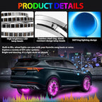 4PCS RGB LED Wheel Rim Lights with Bluetooth and Remote Control,3-Row Wheel Ring Light Kits with Turn Signal and Braking Function Tire Lights for Pickup Truck SUV Car (15inch)