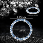 2 PCS Crystal Rhinestone Car Engine Start Stop Decoration Ring, Bling Car Interior Accessories for Women, Push to Start Button Cover Sticker, Automotive Decals, Blue
