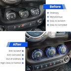 Audio Air Conditioning Button Cover Decoration Twist Switch Ring Trim for Jeep Wrangler JK JKU Patriot 2011-2018, Compass 11-16, Liberty 08-12, Dodge Challenger 08-14 Interior Accessories (Blue)