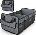 Trunk Organizer for SUV – Foldable & Portable Car Organizers and Storage with 2 Compartments, Large Capacity Car Trunk Organizer Car Accessories for Truck Sedan, Grey, 21.7" x 12.8" x 11.0"