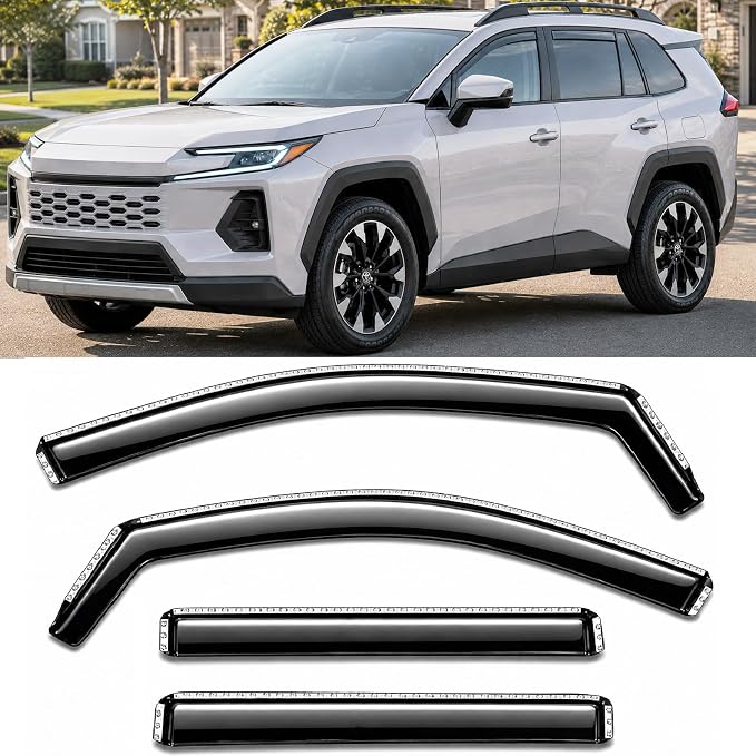 2026 2027 in-Channel Rain Guards Side Window Visor Deflectors for Toyota RAV4 LE XLE Premium SE XSE Limited Woodland, Dependable RAV 4 Vent Shade