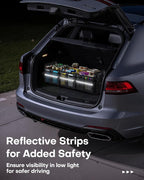 Trunk Organizer for SUV – Car Storage Box with Reflective Strips, Collapsible Car Organizer with Large Capacity, Essential Car Accessories for Truck, Van & Sedan, Black, 33.1" x 13.0" x 12.0"