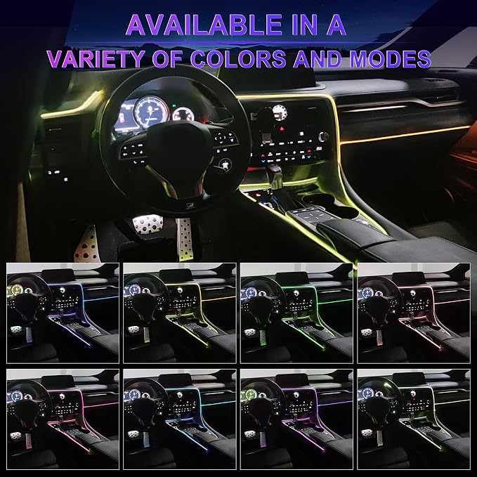 Smart Car LED Interior Lights with USB Port, LED Strip Fiber Optic Lights, Wireless App Control, Sync to Music, Car Accessories Gifts for Women and Men