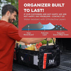 XL Heavy-Duty Trunk Organizer – Reinforced SUV & Truck Cargo Storage with 6 Adjustable Compartments, Non-Slip Base & Securing Straps (Foldable Design, Black)
