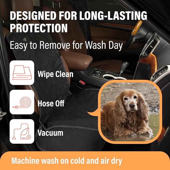 Dog Car Seat Cover, Waterproof Front Seat Protector for SUV Truck Sedan, Pet Safety Travel Comfort System with Universal Fit, Pink