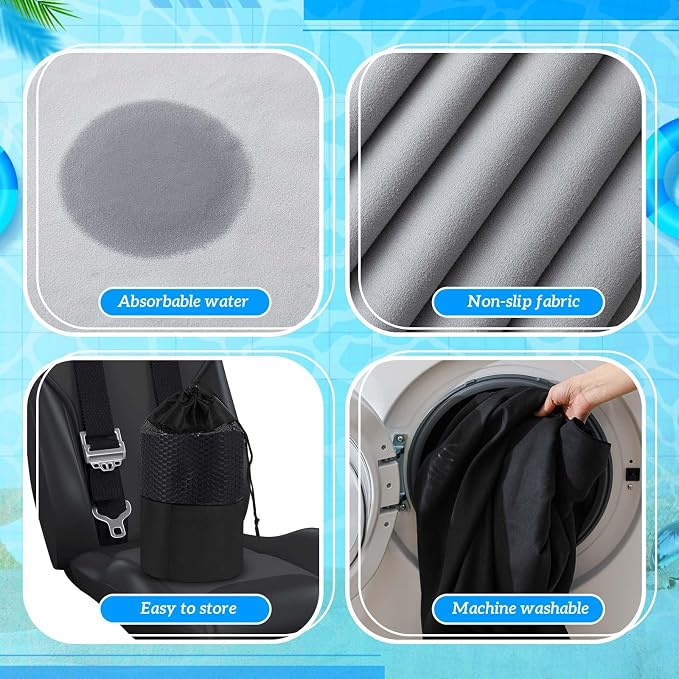 Car Seat Towel Covers with Storage Bag, 63 x 32 Inch Universal Non Slip Waterproof Sweat Protector for Car Truck, Gym Swimming Running, Machine Washable(2 Pack,Black,Gray)