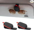 Magnetic Leather Sunglasses Holder for Car, 2 Packs (Black-red) | Magnetic Car Visor Accessories