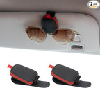 Magnetic Leather Sunglasses Holder for Car, 2 Packs (Black-red) | Magnetic Car Visor Accessories