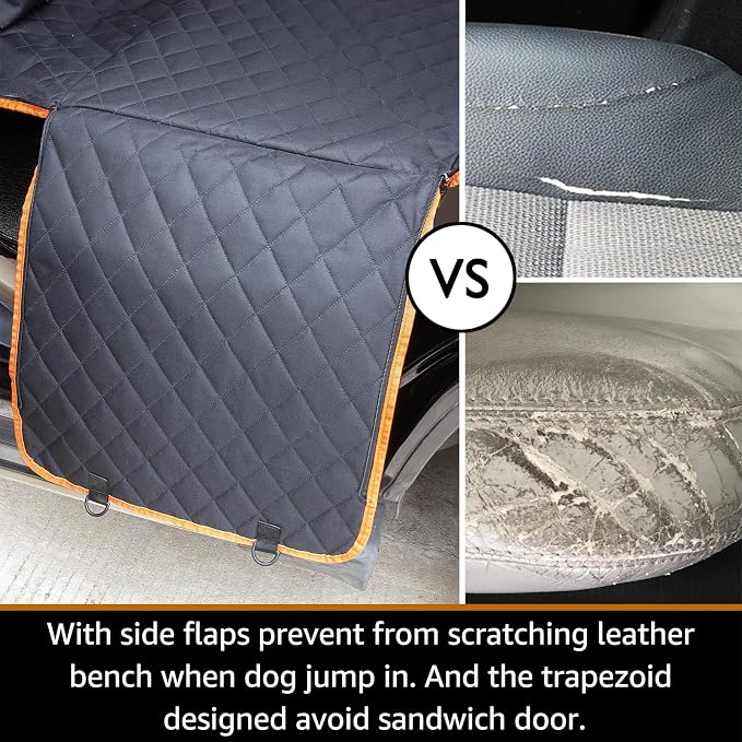 Dog Car Seat Covers 100% Waterproof, Dog Seat Cover with Side Flaps from Scratching, Pet Seat Cover for Back Seat of Car/SUV/Truck Machine Washable…