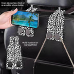 1 Pack Car Seat Headrest Hooks for Purses Abstract Black and Grey Leopard Bag Purse Holder for Car with Double Metal Hooks Car Purse Hanger Hanging Accessories