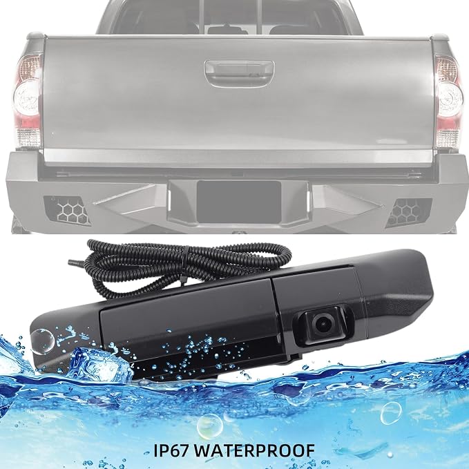 Tailgate Handle Rear View Backup Camera 6909004020 Compatible with Toyota Tacoma 2005-2015 Black Aftermarket Replacement Reverse Parking Liftgate Latch Handle Camera (RCA Connector)