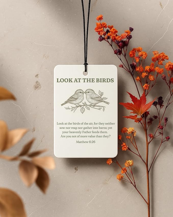 Inspirational Christian Car Air Freshener 4 Pcs Coconut Scented, Christian Car Accessories Mirror Decor for Women, Floral Bird Religious Hanging Air Freshener for Cars Closet Drawer Books