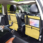 Lemon Yellow Car Seat Organizer for Kids Backseat Kick Mat with Adjustable Strap Seat Back Protectors for Car Vehicle SUV 2 Pcs