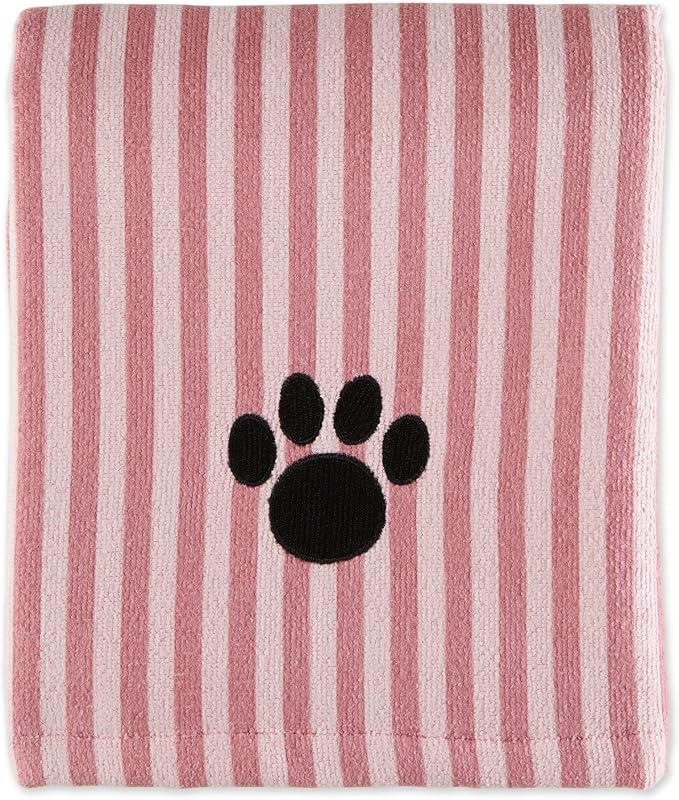 Pet Grooming Microfiber Towel, Striped Collection, X-Large, 41x23.5, Rose (Pack of 2)