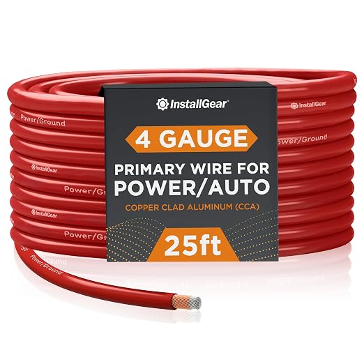 4 Gauge CAA Wire - 25ft Automotive Power & Ground Cable for Car Amplifier, Speaker, RV, Welding