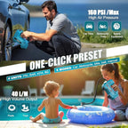160PSI Cordless Tire Inflator Compatible with Makita 18V Air Compressor, Portable Air Pump Automatic Shut Off, LED Light, Digital Pressure Gauge for Cars Motorcycles Bike Ball (Tool Only)