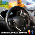 3PCS Carbon Fiber Steering Wheel Cover-Segmented Clip-On Design Anti-Slip & Scratch Resistant Universal Fit 14.5"-16" for Cars/Truck/SUV Great Gift for Men & Women