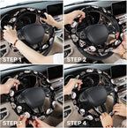 Rose Skull Steering Wheel Cover, Non Slip Polyester Car Wheel Protector for Car SUV Truck, Universal 15 Inch