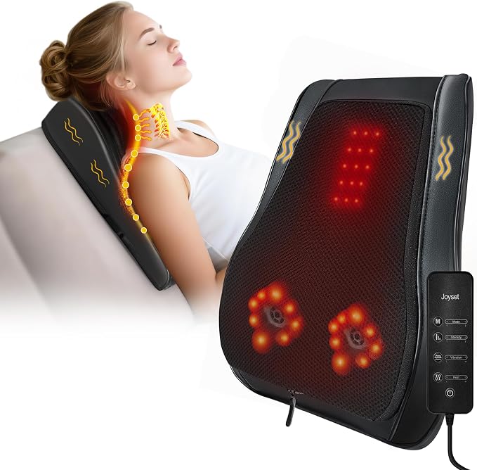Back Massager with Heat, Shiatsu Chair Cushion for Lower Back | Upper & Lower Back 2-Level Heat, 16 Nodes Bidirectional Deep Kneading, Removable Washable Cover, Universal Fit for Mom, Dad