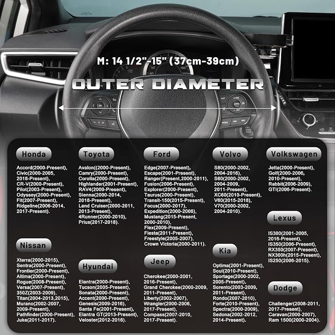 Steering Wheel Cover 14.5-15 inch (37-39 cm) Medium Size, Microfiber Leather, Non-Slip Comfortable Grip, Fits Cars Trucks SUVs, Chocolate Brown