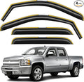 in-Channel Window Rain Guards for 2007-2013 Chevy Silverado/GMC Sierra 1500/Avalanche Crew Cab, Window Deflector Vent Visors for 2007-2014 Silverado/Sierra 2500HD-3500HD/Suburban/Yukon XL