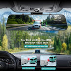 12'' 4K Rear View Mirror Camera,4K+2.5k Front and Rear Mirror Dash Cam,ADAS BSD LCA Smart Rearview Mirror for Cars,App WiFi,Night Vision, Parking Monitor, 64GB Card & GPS Digital View Mirror Dashcam