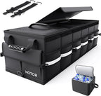 Car Trunk Organizer - Trunk Organizer for SUV with Removable Cooler Bag, Foldable Cover, 3 Compartment Car Storage Essential Car Accessories for Truck, Van & Sedan, Black, 37.0" x 14.6" x 12.0"