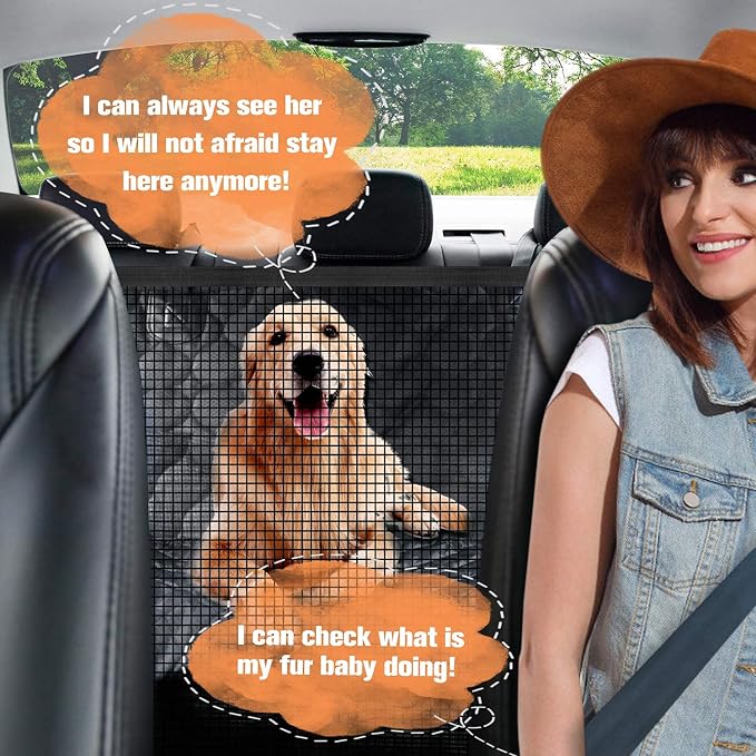 Dog Car Seat Cover with Mesh Window, 100% Waterproof Pet Seat Cover for Back Seat, Scratchproof Dog Hammock for Cars, Trucks, SUVs, Jeeps, Black